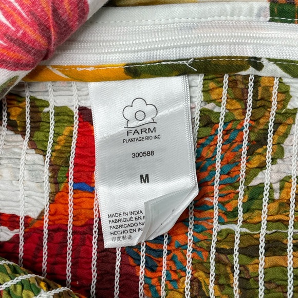 Farm Rio Forest Birds Smocked Lace Square Neck Crop Top Size Medium Size NWT - Picture 9 of 9